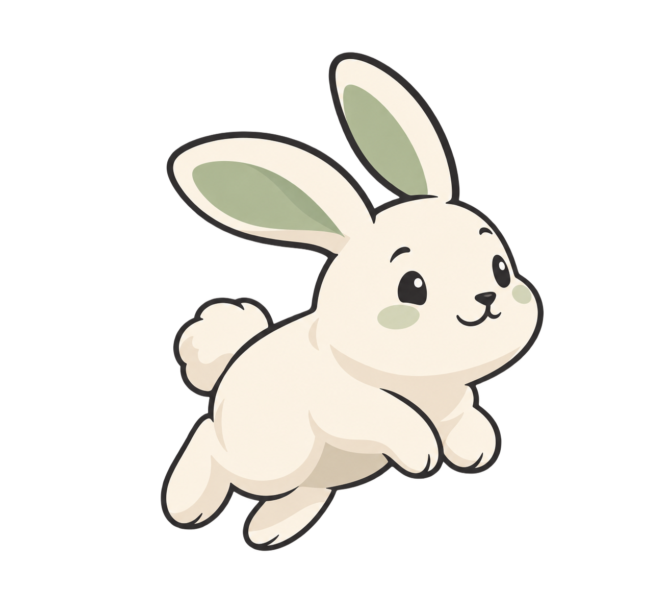 Full Hop rabbit character illustration on a warm cream background.
